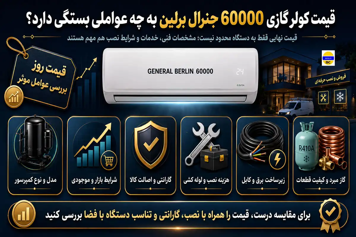 قیمت کولر گازی 60000جنرال برلین به چه عواملی بستگی دارد؟
