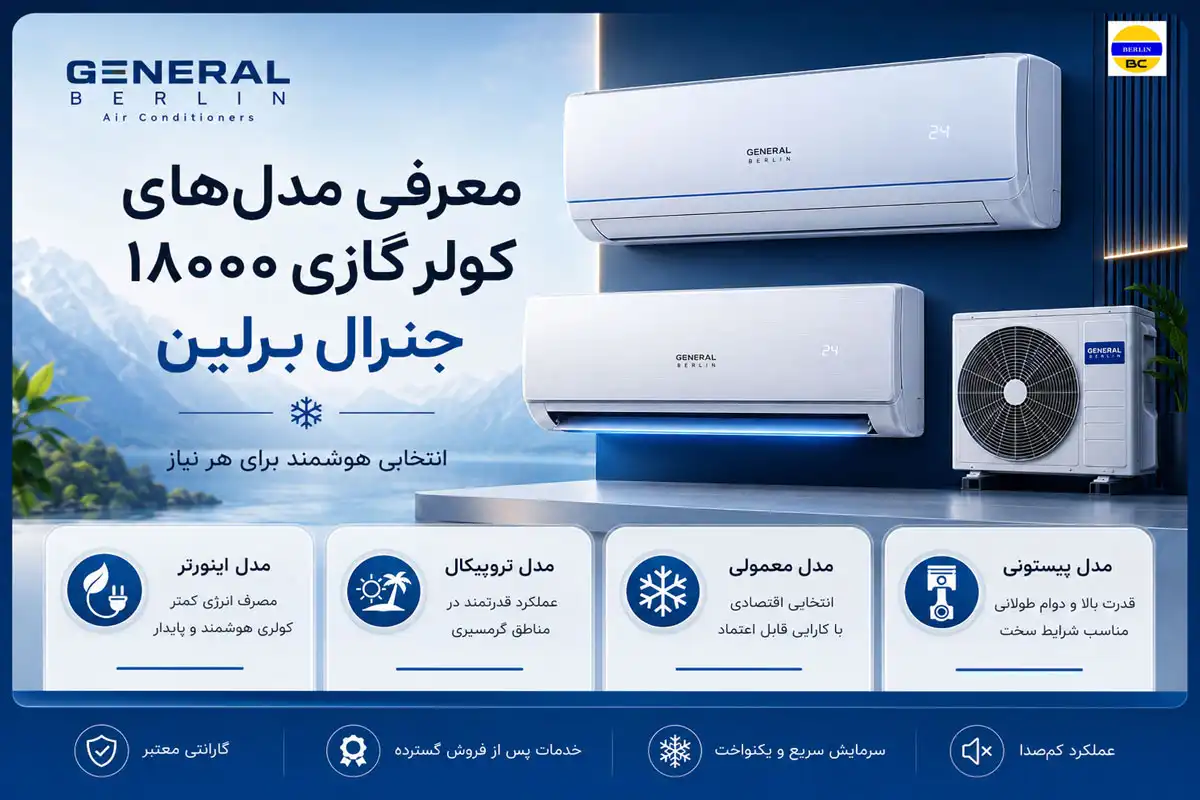معرفی مدل‌های کولر گازی ۱۸۰۰۰ جنرال برلین